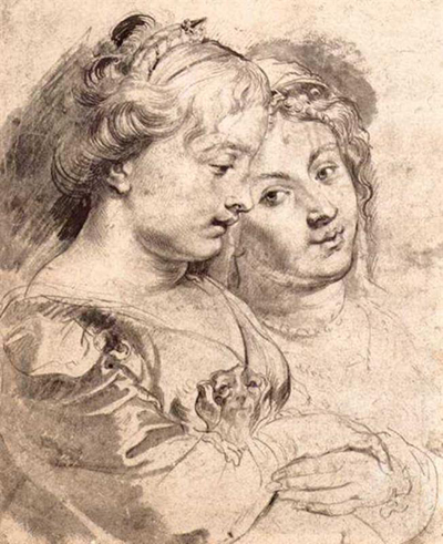 Two Young Women with a Dog Peter Paul Rubens